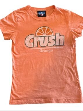 Junk Food Clothing Orange 'Crush' Graphic Tee Ladies XS sequin detail